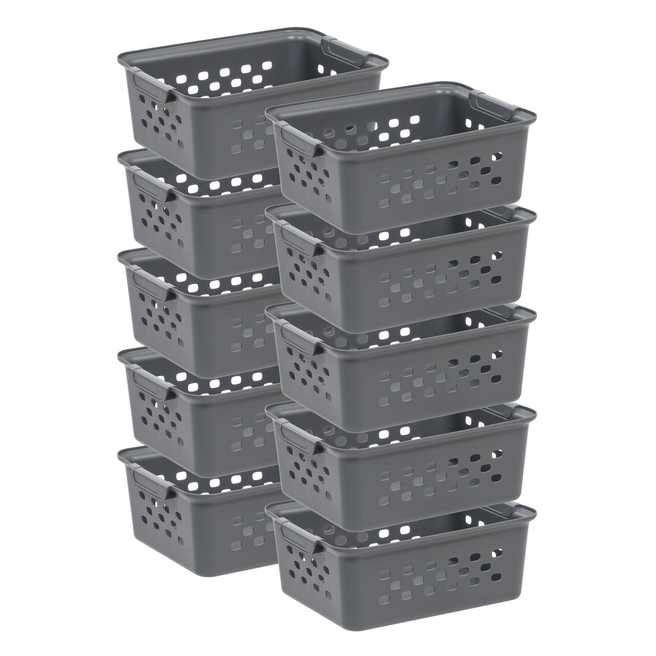 Small Organizer Storage Basket, Gray, Pack of 10